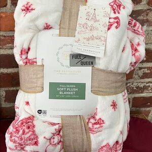 The Farmhouse Red and White Holiday Plush Blanket